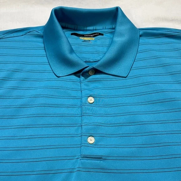Greg Norman Play Dry Sporty Men's Blue Striped Golf Shirt XL EUC - Picture 2 of 7